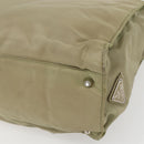 PRADA Hand Bag Nylon Khaki Silver Auth bs32380-12