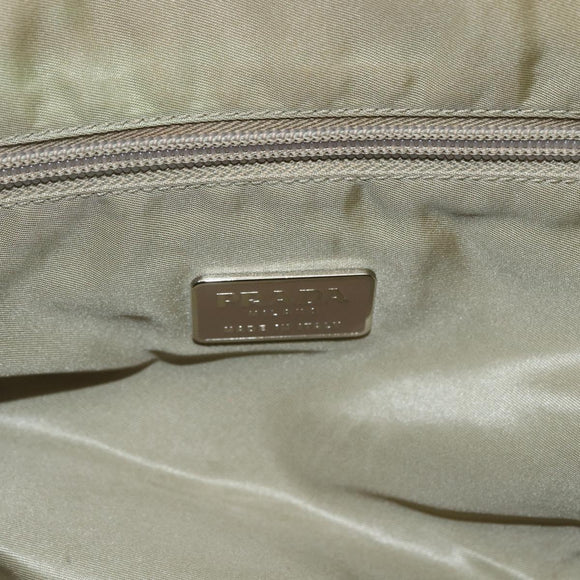 PRADA Hand Bag Nylon Khaki Silver Auth bs32380