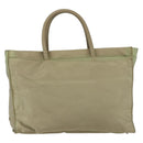 PRADA Hand Bag Nylon Khaki Silver Auth bs32380-2