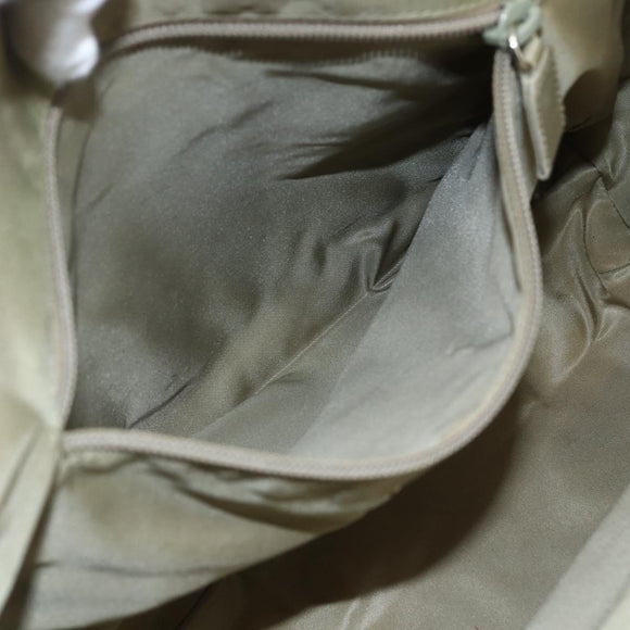 PRADA Hand Bag Nylon Khaki Silver Auth bs32380