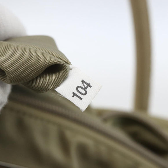 PRADA Hand Bag Nylon Khaki Silver Auth bs32380