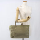 PRADA Hand Bag Nylon Khaki Silver Auth bs32380-24