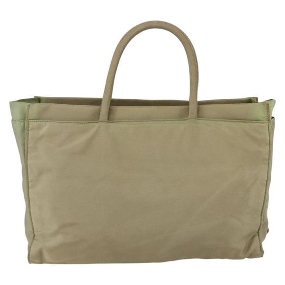 PRADA Hand Bag Nylon Khaki Silver Auth bs32380