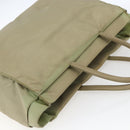 PRADA Hand Bag Nylon Khaki Silver Auth bs32380-6