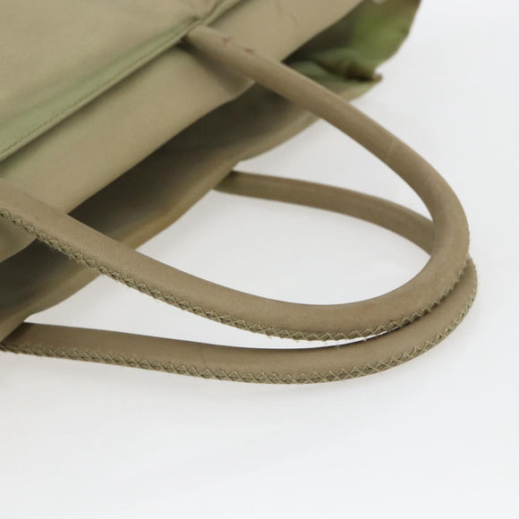 PRADA Hand Bag Nylon Khaki Silver Auth bs32380
