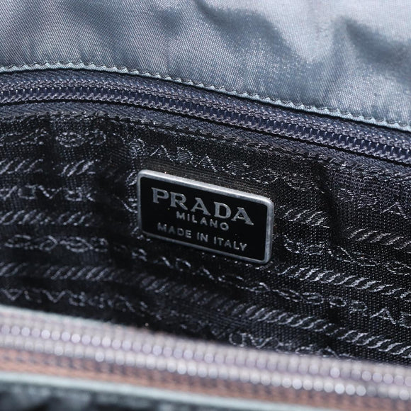 PRADA Handtasche Nylon Grau Silber Auth bs32381