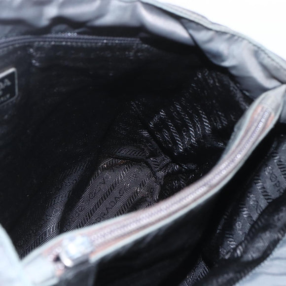 PRADA Handtasche Nylon Grau Silber Auth bs32381