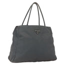PRADA Handtasche Nylon Grau Silber Auth bs32381-1