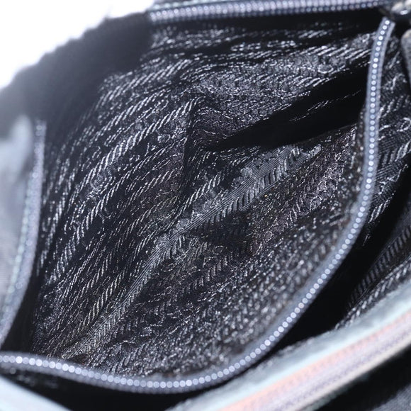PRADA Handtasche Nylon Grau Silber Auth bs32381