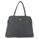 PRADA Handtasche Nylon Grau Silber Auth bs32381-13