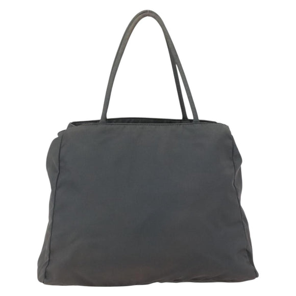 PRADA Handtasche Nylon Grau Silber Auth bs32381