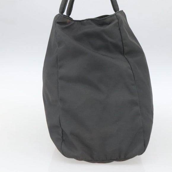 PRADA Handtasche Nylon Grau Silber Auth bs32381