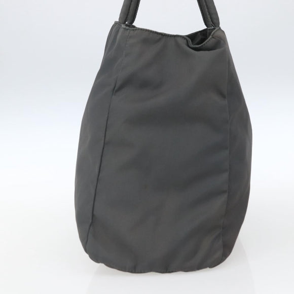 PRADA Handtasche Nylon Grau Silber Auth bs32381