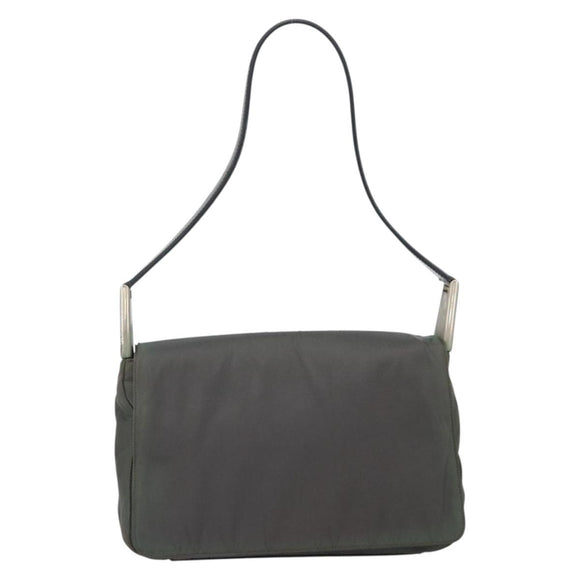 PRADA Shoulder Bag Nylon Gray Silver Auth bs32382