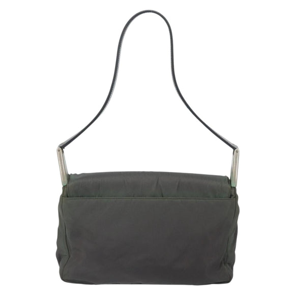 PRADA Shoulder Bag Nylon Gray Silver Auth bs32382