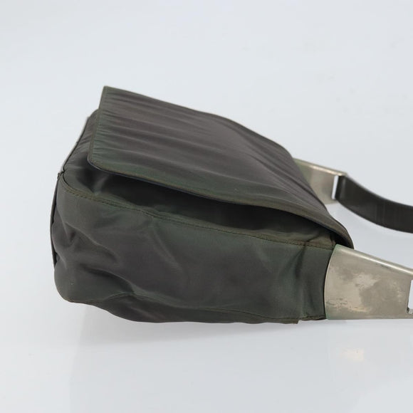 PRADA Shoulder Bag Nylon Gray Silver Auth bs32382