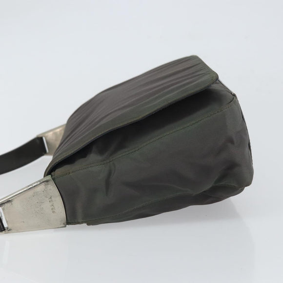 PRADA Shoulder Bag Nylon Gray Silver Auth bs32382