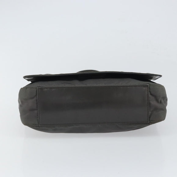 PRADA Shoulder Bag Nylon Gray Silver Auth bs32382