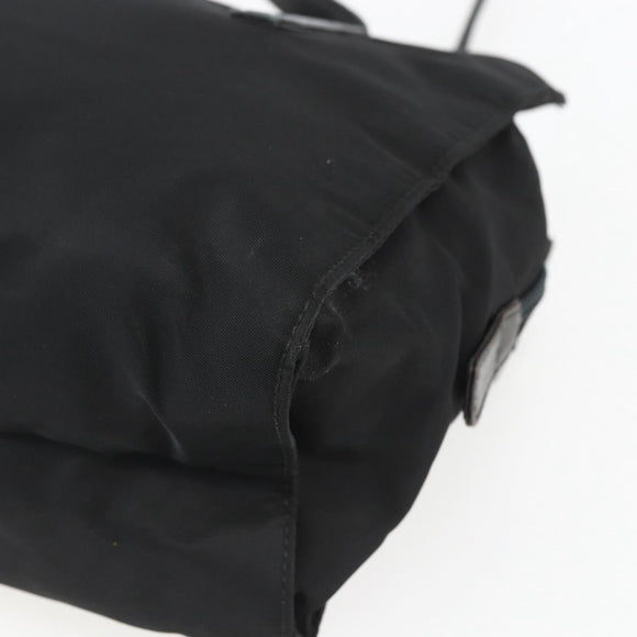 PRADA Tote Bag Nylon Black Silver Auth bs32383