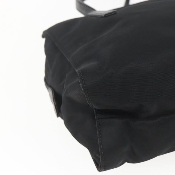PRADA Tote Bag Nylon Black Silver Auth bs32383