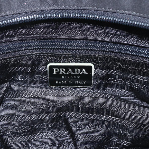 PRADA Tote Bag Nylon Black Silver Auth bs32383