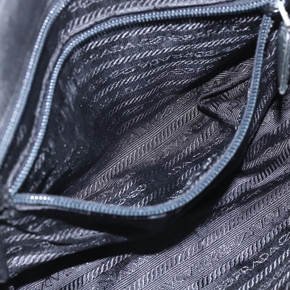 PRADA Tote Bag Nylon Black Silver Auth bs32383
