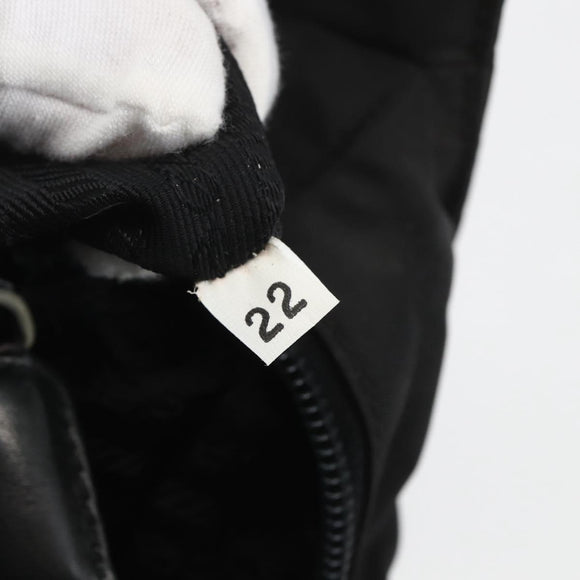 PRADA Tote Bag Nylon Black Silver Auth bs32383