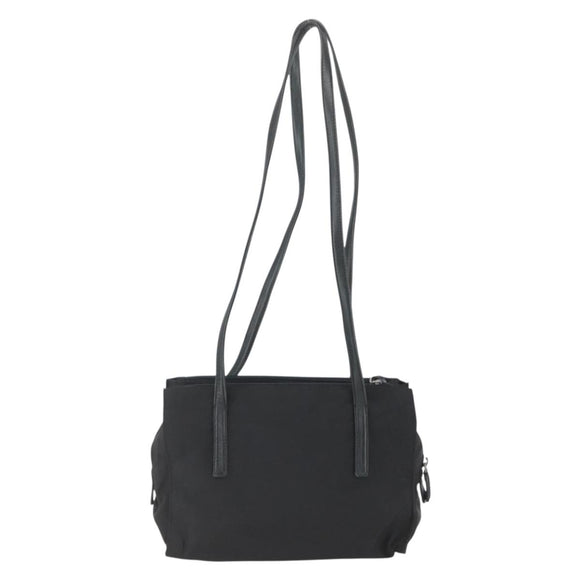 PRADA Tote Bag Nylon Black Silver Auth bs32383