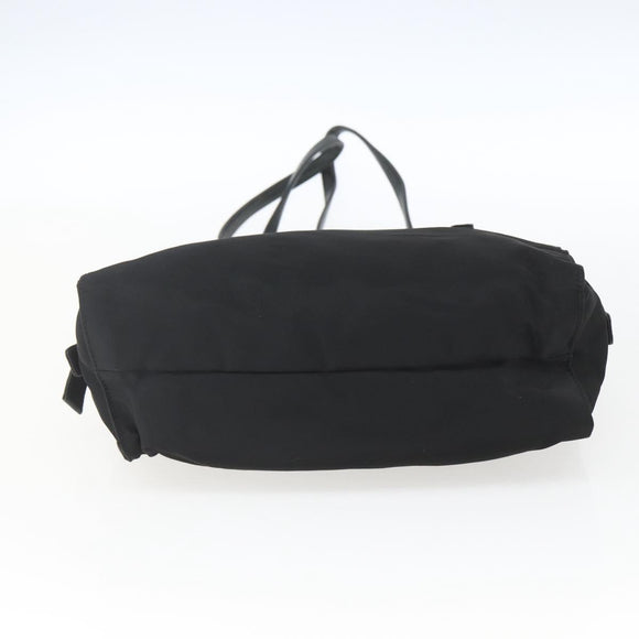 PRADA Tote Bag Nylon Black Silver Auth bs32383
