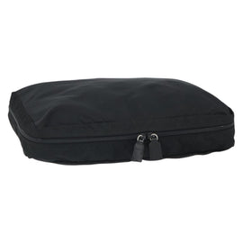 PRADA Clutch Bag Nylon Black Silver Auth bs32384