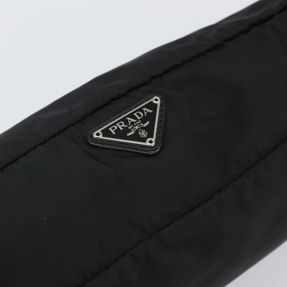 PRADA Clutch Bag Nylon Black Silver Auth bs32384
