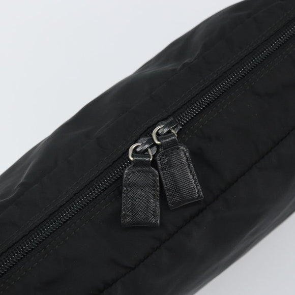 PRADA Clutch Bag Nylon Black Silver Auth bs32384