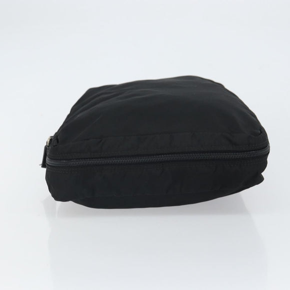 PRADA Clutch Bag Nylon Black Silver Auth bs32384