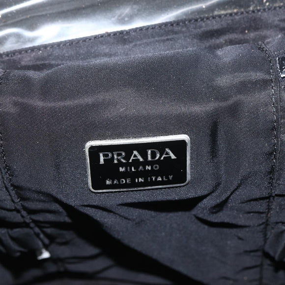 PRADA Hand Bag Nylon Black Silver Auth bs32385