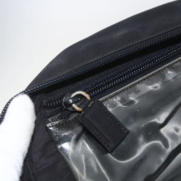 PRADA Hand Bag Nylon Black Silver Auth bs32385
