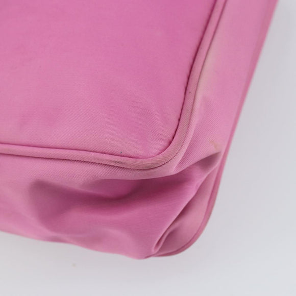 PRADA Hand Pouch Nylon Pink Auth bs32387