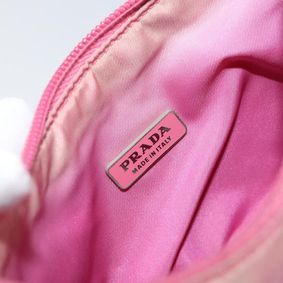 PRADA Hand Pouch Nylon Pink Auth bs32387