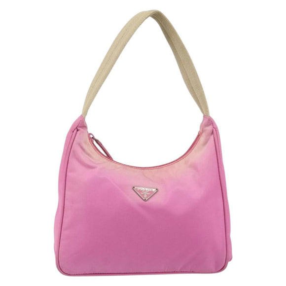 PRADA Hand Pouch Nylon Pink Auth bs32387