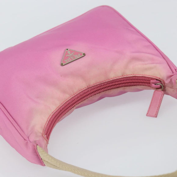 PRADA Hand Pouch Nylon Pink Auth bs32387