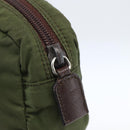 PRADA Pouch Nylon Khaki Silver Auth bs32389-8