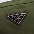 PRADA Pouch Nylon Khaki Silver Auth bs32389-9