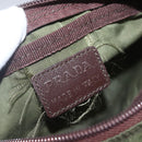 PRADA Pouch Nylon Khaki Silver Auth bs32389-10