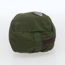PRADA Pouch Nylon Khaki Silver Auth bs32389-4