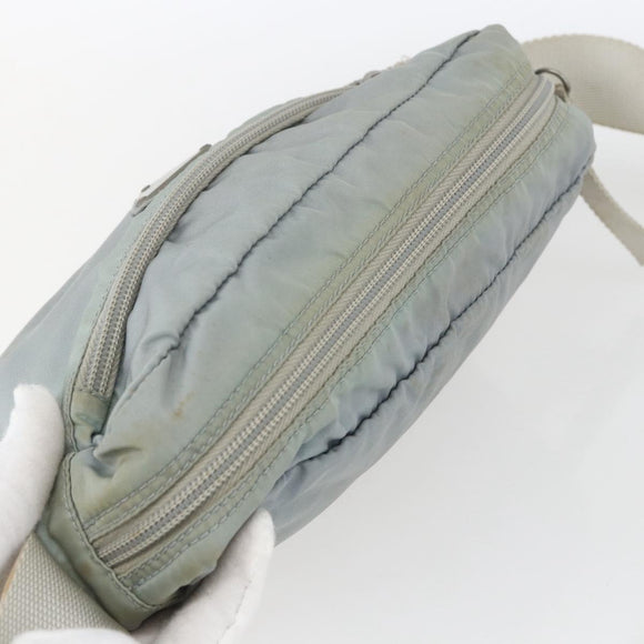 PRADA Shoulder Bag Nylon Light Blue Silver Auth bs32390