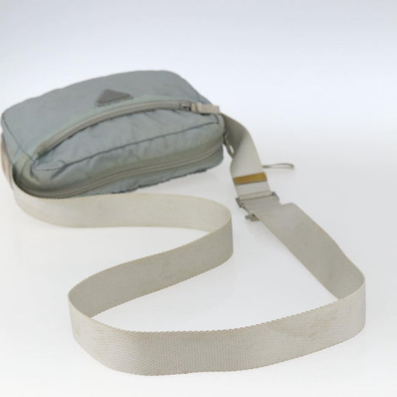 PRADA Shoulder Bag Nylon Light Blue Silver Auth bs32390