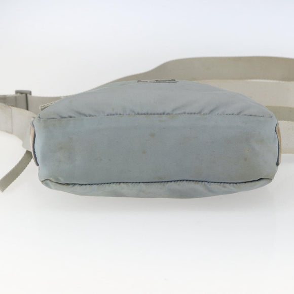 PRADA Shoulder Bag Nylon Light Blue Silver Auth bs32390