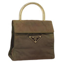 PRADA Hand Bag Nylon Khaki Gold Auth bs32391-1
