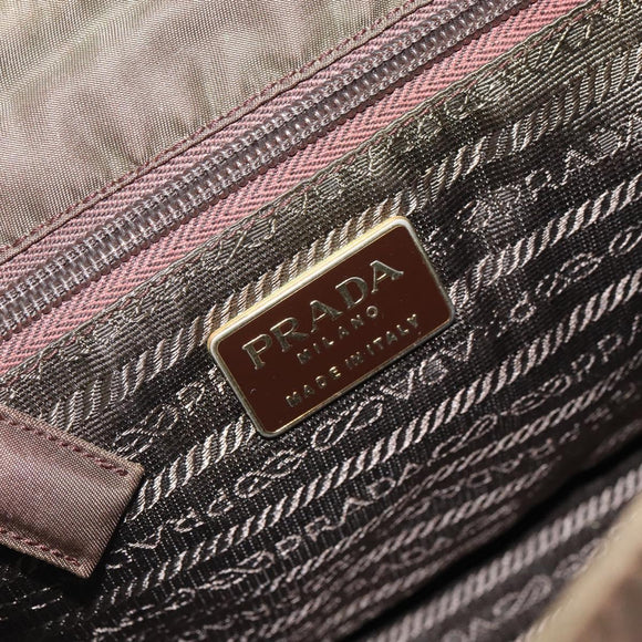 PRADA Hand Bag Nylon Khaki Gold Auth bs32391