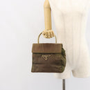 PRADA Hand Bag Nylon Khaki Gold Auth bs32391-23