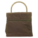 PRADA Hand Bag Nylon Khaki Gold Auth bs32391-2